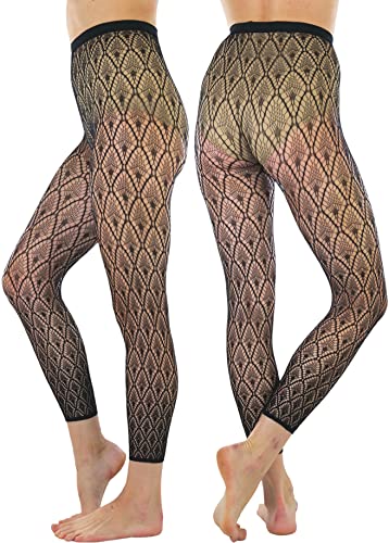 Image of ToBeInStyle Women's Single Floral Lace Fishnet Tights Footless & Stirrup Design