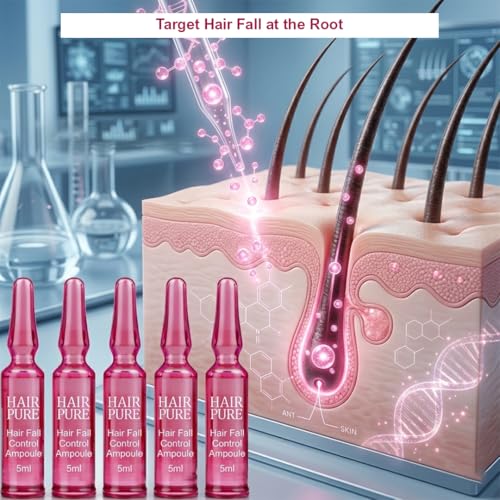 Image of Hair Pure Hair Fall Control Ampoule with Glutathione Power Booster for Healthier, Thicker & Stronger Hair | Helps Reduce Hair Fall & Breakage | Deep Nourishment for Fuller, Shinier Hair