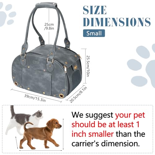 Image of Dog Carrier Purse, Pet Bag Bling Waterproof Premium Leather Pet Travel Portable Bag for Cat and Small Dog Home & Outdoor Small Grey