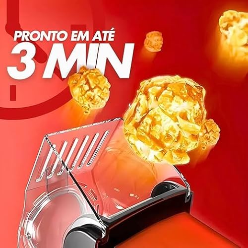 Máquina de Pipoca Elétrica Doméstica, Pipoqueira Rápida e Prática, Design Moderno e Elegante, Vermel