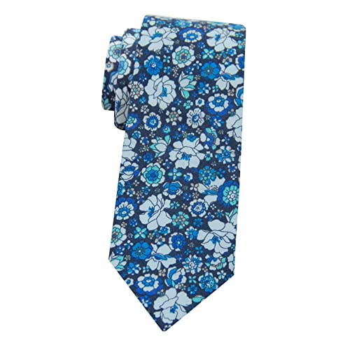 Image of Mantieqingway Men's Skinny Tie, Cotton Floral Ties for Men Wedding Necktie for Groom, Groomsmen, Missions, Dances