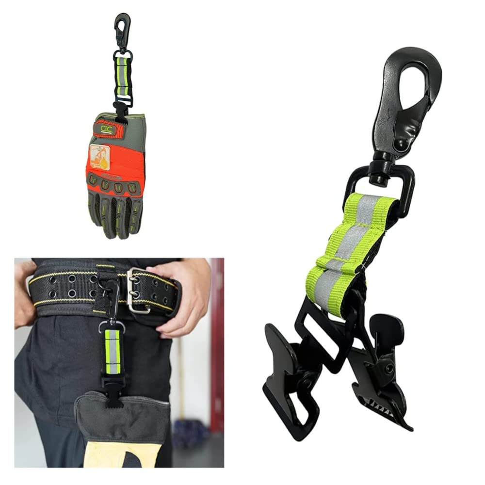 2 Stück Handschuhklammer Feuerwehr, Handschuh Clip mit Metall-Karabiner, Handschuhclip Handschuhhalter, Handschuh Grabber zum Aufhängen von Handschuhen Handtüchern Baumarkt
