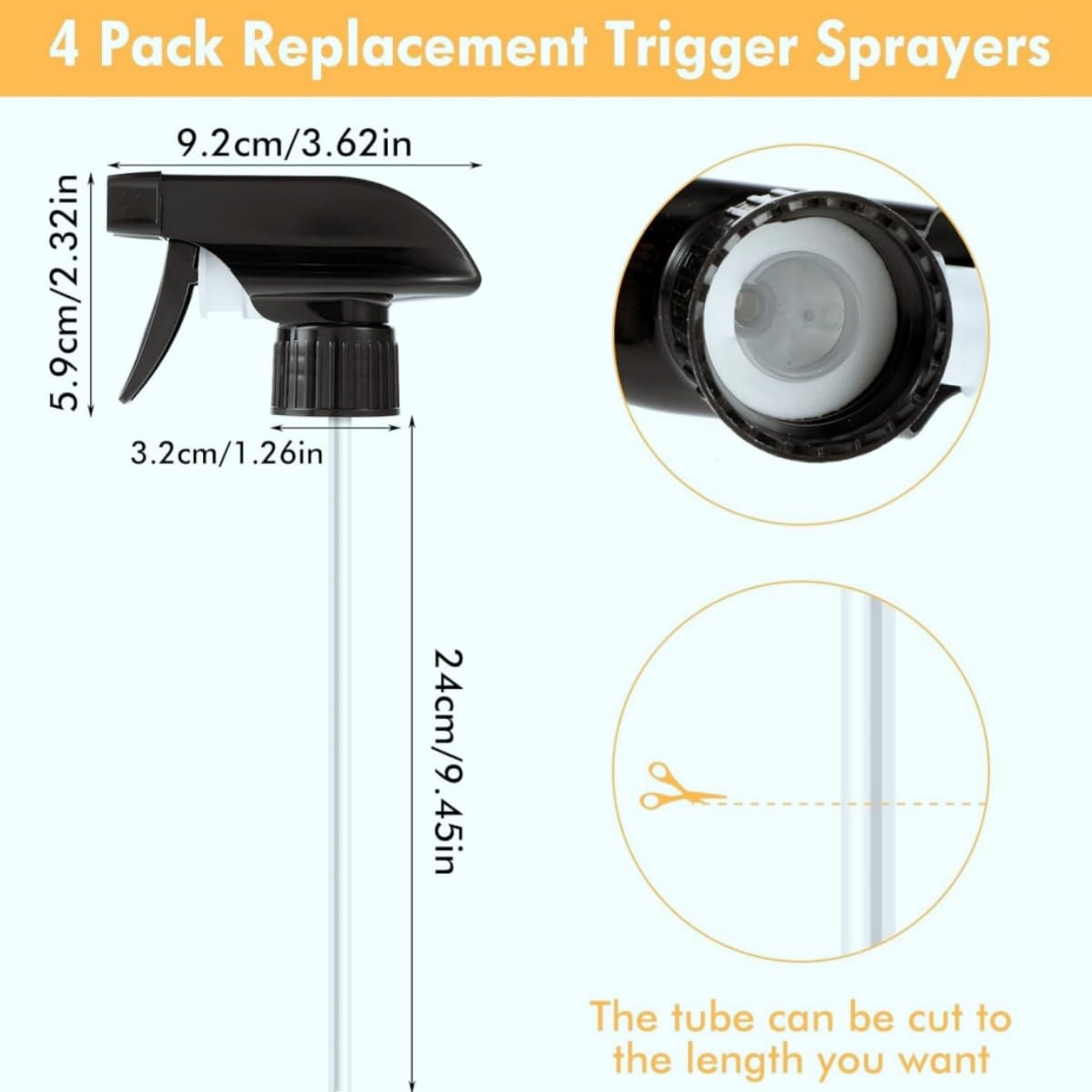 Têtes de Pulvérisation de Rechange Universelles,4 Pièces Buses pour Pulvérisateur à Gâchette,Pulvérisation Antibactérienne,Adaptables aux Bouteilles Usage Jardin,Nettoyage,Cuisine