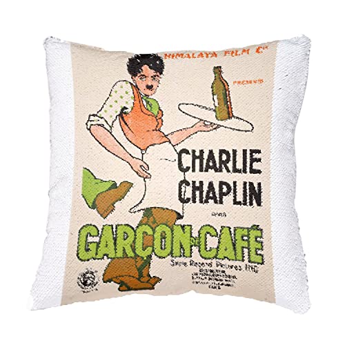 Housse Coussin Sequin Charlie Chaplin | Finition Premium Paillettes Noir Vintage - 4