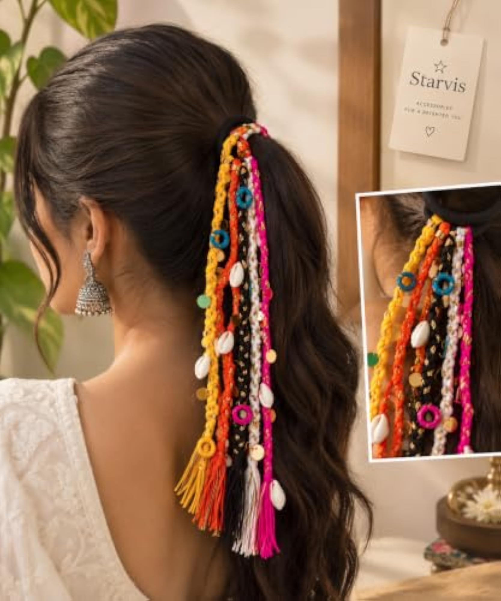 Women's Multicolour Braids Hair Extension for Navratri