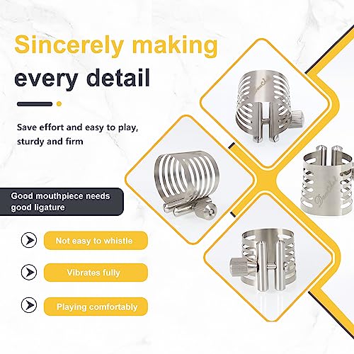 Edelstahl - Ligatur für Sopransaxophone – Ligatur für Sopransaxophone mit verstellbaren Schrauben – langlebig und sichere Ligaturhalterung…