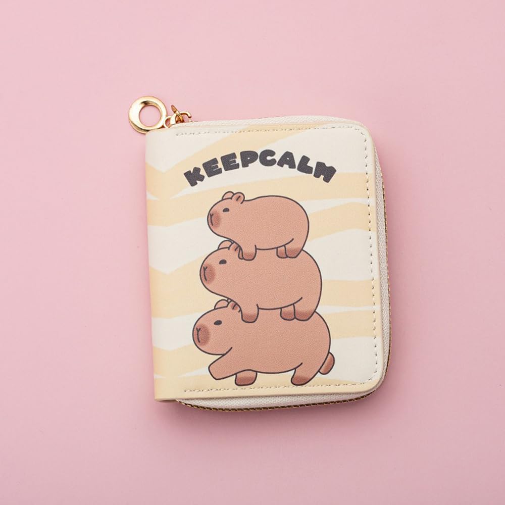 YGCHEN Capybara Portefeuille Enfant Porte-Monnaie Capibara Portefeuilles Dessin Animé Porte Monnaie Capybara Anniversaire Cadeaux Enfants Wallet 2 Pièces