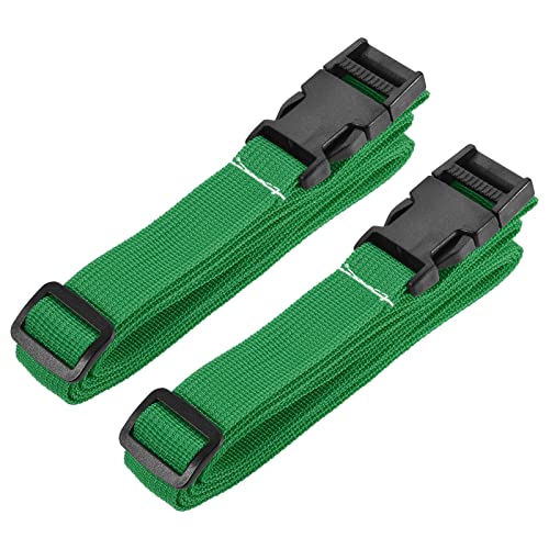Image of MECCANIXITY Utility Strap with Buckle 1x98 Inch Polyester Quick Release Adjustable Belt for Travel Outdoor Bag Luggage Packing (Green, Pack of 2)