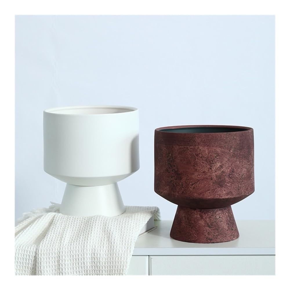 Planteur Pot de Fleurs rétro Lumineux et élégant, Style épuré, avec Pieds Hauts.(Red)