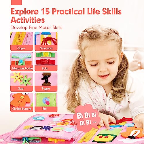 Image of hahaland Busy Board for Toddlers Boys Girls Montessori Toys for 3+ Year Old Preschool Educational Learning Activities Toddler Travel Toys for Ages 3 4 5 with Life Skill Number Color Weather