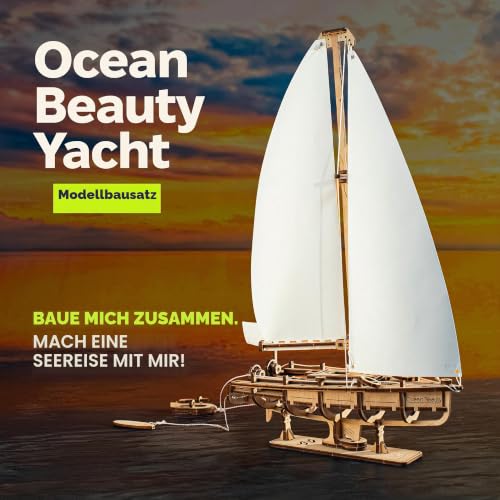 Ugears Ocean Beauty Yacht 3D Puzzle Erwachsene - Segelboot Modellbausatz Erwachsene 3D Holzpuzzle Sciff - Statische Segelyacht Bauset mit… – Ansicht 3