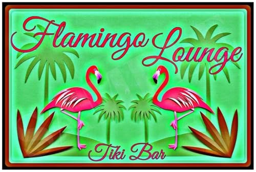 Tiki Bar Sign Flamingo Lounge 8