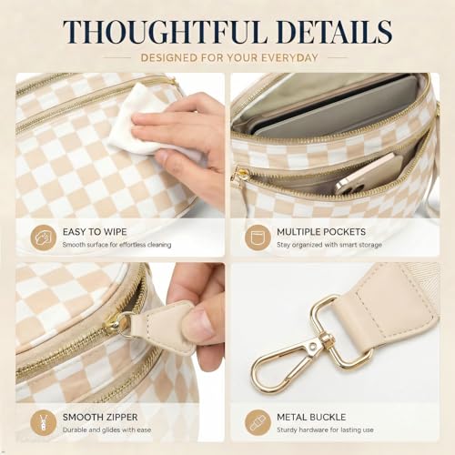 Image of Womens Crossbody Bag, Spacious Nylon Bum Bag Trendy Shoulder Purse with Adjustable Strap Zipped Travel Essentials