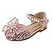 Mary Jane - Scarpe da principessa, scarpe da ballo, estive, con brillantini, strass, con fiocco, scarpe da sera, carnevale, scarpe da ballo, Colore: rosa., 35