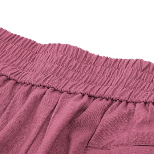 Image of Belle Poque Women Bermuda Shorts Elastic Waist Wide Leg Shorts with Pockets & Belts