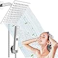 Shower Head, Rain Shower with Handheld, WEISTERLLY 8'' High Pressure Rainfall Stainless Steel Shower Head / 3 Settings Handheld Shower Combo with Shower Holder and 78'' Hose (Chrome)