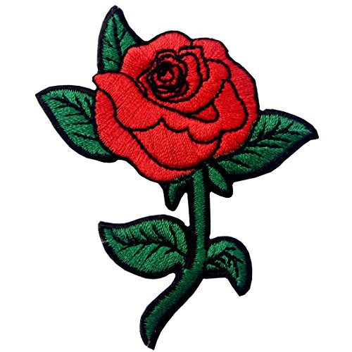 Rote Rose Gestickte Badge Eisen Auf Nähen Auf Patch Rote Rose Gestickte Badge Eisen Auf Nähen Auf Patch