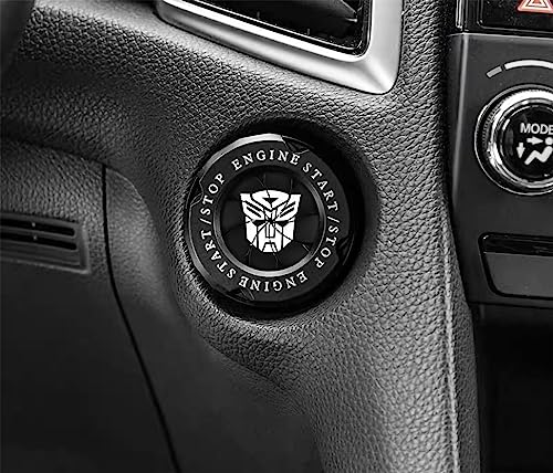 Image of Rotary Push Start Button Cover, Transformers Universal Car Engine Start Button Cover, Car Stickers Interior Decor, Car Accessories Motorcycle Ignition Key Switch Cover