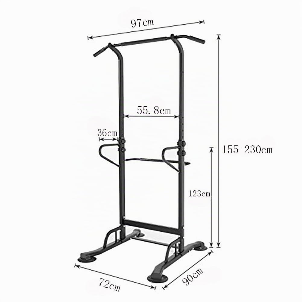 SDHYL Power Tower Kraftstation Klimmzugstange Dip Station Höhe Verstellbar Schlingentraining Bauchtrainer Rückentrainer Für Anfänger (Schwarz)