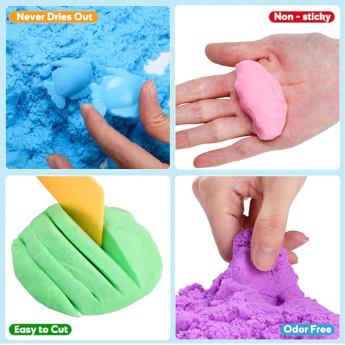 Image of FURWEY Play Sand,2.88lbs 3-Color Sensory Sand,Kids Shaping Sculpting | 3-Color Mixed Sensory Sand, Suitable for Kids Shaping, Squeezing, Sculpting, Without Molds, Sensory Play Sand