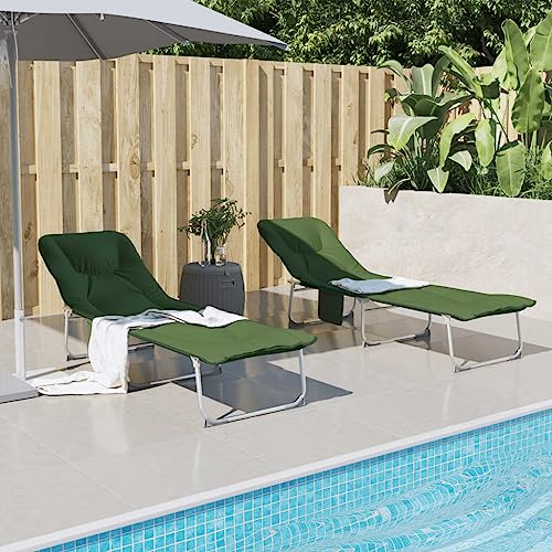 HEFZGDB Sonnenliege Klappbar Dunkelgrün Stoff Feldbett Gartenliege...