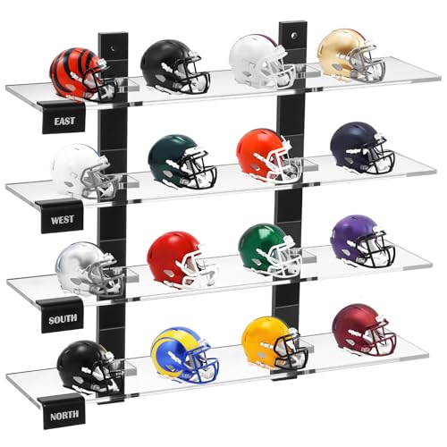 Colingmill Mini Football Helmet Display Racks Wall Mount Pocket Helmet Storage Acrylic Clear Baseball Stand Display Rack Ideal Gift for Sports Enthusiast, 11.81 x 9.84 x 3.15 Inches
