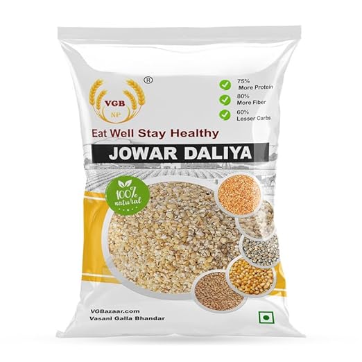 VGBNP 100% Natural & original Jowar Daliya (Jonna ka Daliya) Sorghum Dalia,cholam seeds dalia (jonnalu |joar dalia |jowari) Healty Grains Fibre Rich/immunity builder Jowar Dalia- 500g