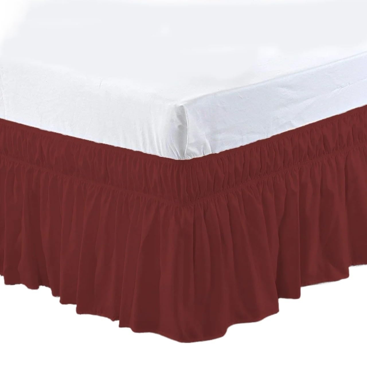 Bed Skirt Bed Skirt Bedding Bed Cover Protector Home Hotel Without Surface Elastic Band Bed Skirt Twin/Full/Queen/King Size Bed Skirts & Valances(Wine red,Queen 203x153x40cm)