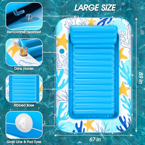 Image of Inflatable Tanning Pool Lounger Float - Jasonwell 4 in 1 Sun Tan Tub Sunbathing Pool Lounge Raft Floatie Toys Water Filled Tanning Bed Mat Pad for Adult Blow Up Kiddie Pools Kids Ball Pit (OA,XXL)