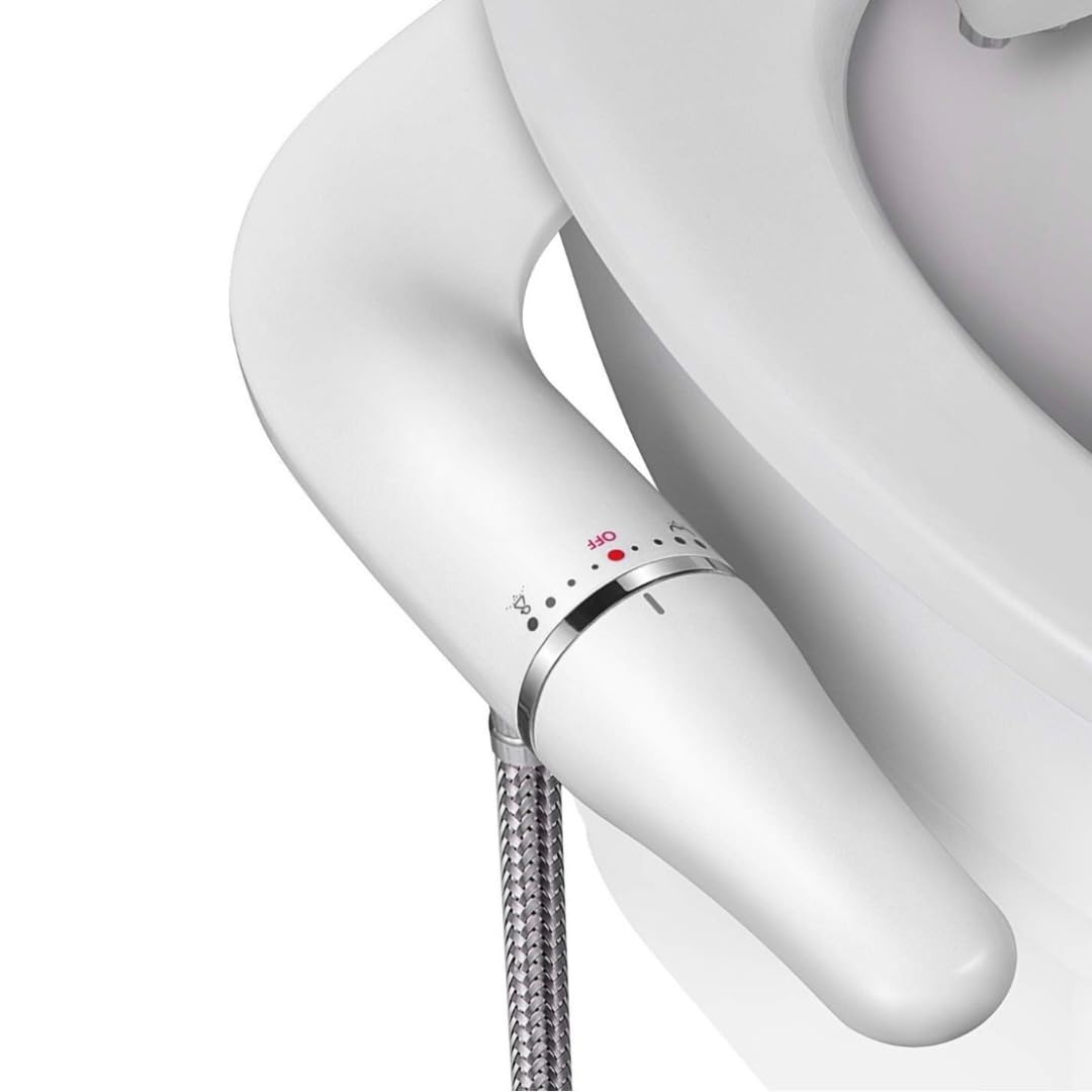 Bidet Toilette WC, Ultra-thin Kit Abattant Japonais Pour Salle De Bain, Pulvérisateur De Boku, Buse Rétractable Et Pression D'eau Réglable, Entrée En Laiton, Blanc (Deux Buses)