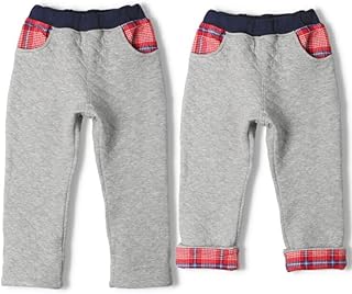 [ムージョンジョン] 子供服 チェック切替ニットキルト長パンツ 80cm～140cm M55010