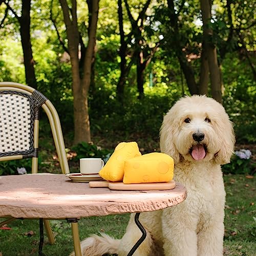 CHEWFFON Hundespielzeug, Plüsch Quietschende Hundespielzeuge, Hund Geburtstag Spielzeug, Niedliches Geschenk Gefülltes Hundespielzeug, Spielzeug für kleine, mittlere und große Hunde-Käse
