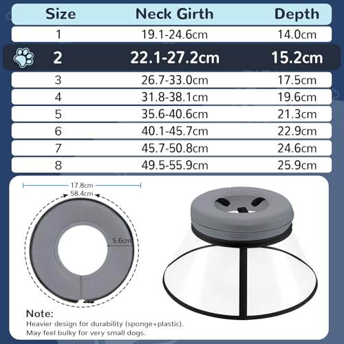 Collerette pour chien en mousse confortable gris taille 2 - 6