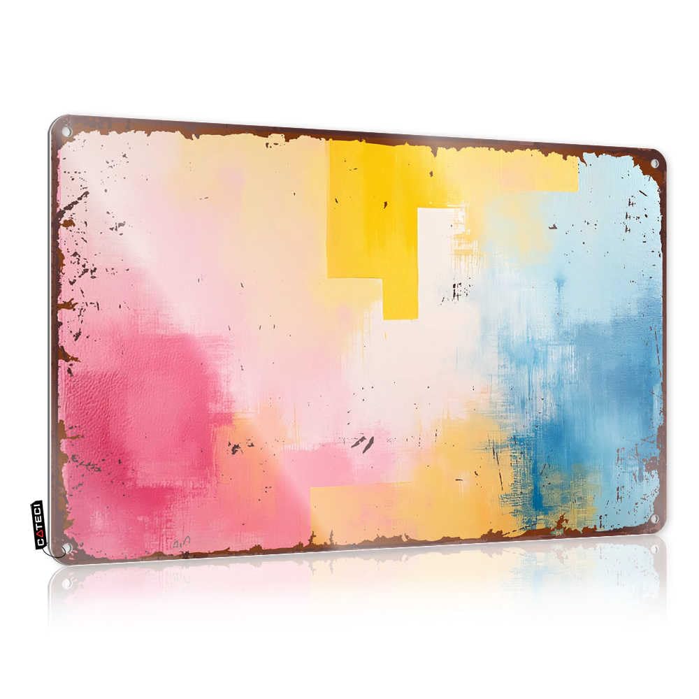 Fzfn Colour Tin Metal Sign Haves Distressed Abstract Colorful Painting With Rusty Frame For Workshop - Farmhouse Customizable(30X40cm)