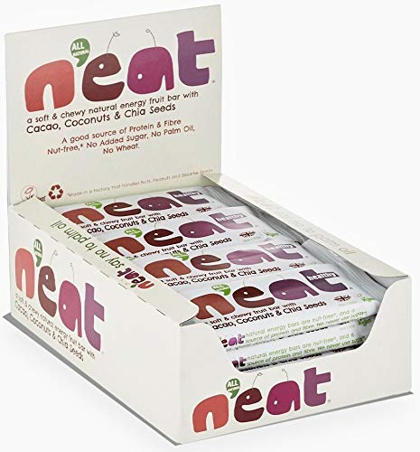 N'eat Natural Energy Bars ● Cacao, Coconuts & Chia Seeds ● 16x45g ● Healthy Bars for Adults & Kids ● Palm Oil Free, Low Calorie, 100% Vegan ● Bursting with Natural Energy