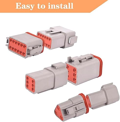 Miniatura 5 de Amliber 174pcs 12 Kits DT Series Deutsch Kit de conectores 2 3 4 6 8 12 pines con tamaño 16 contactos estampados IP68 impermeable automotriz