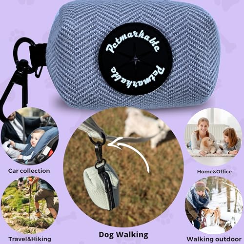 Image of Dog Poop Bag Holder with Carabiner Clip - Convenient, Non-Plastic, and Hands-Free Dog Waste Bag Holder, with Dispenser Pouch for Travel Walks Park, and Outdoor use (Blue)