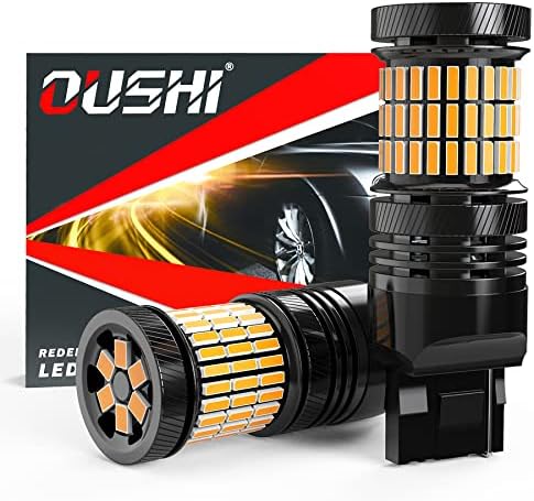 OUSHI T20 7440 Led Bulb, Canbus WY21W 7440NA W21W 7441 Led Bulb Extremely Bright 4000LM 12V-24V 21W Only Replacement For Car Led Turn Signal Light, 3200K Amber Yellow(Pack of 2)
