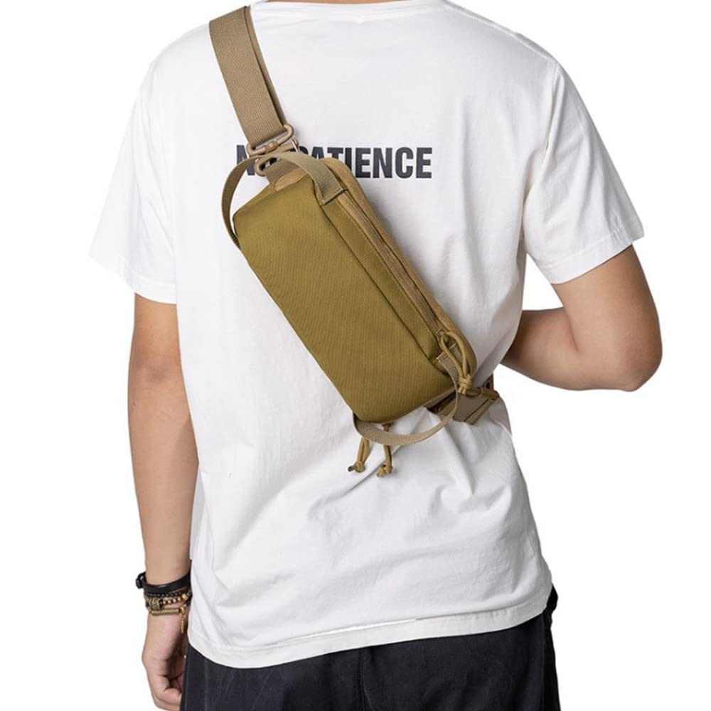 Bolsa de Pecho táctica 1000D Bolsa antirrobo al Aire Libre Bolsa de Hombro Bolsa de Hombro Bolsa de Caza de Mano para Acampar Senderismo Viajes Móvil (Color : Tan)