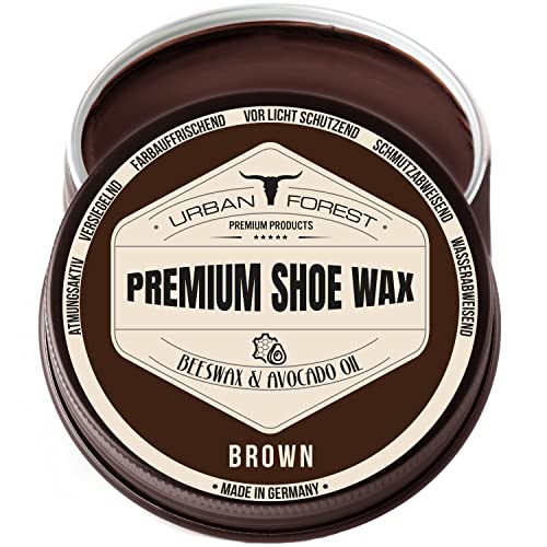 URBAN FOREST Schuhcreme Schuhwachs Braun mit Bienenwachs & Avocado-Öl | Lederpflege für Schuhe als Imprägnierwachs | Schuhpflege & Schuhreinigung | Schuhe pflegen mit Premium Shoe Wax 150ml