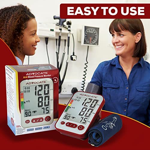 Advocate Automatic Heart Beat & Blood Pressure Digital Monitor Wrist Cuff For Upper Arm Device - Reliable & Accurate Smart Extra Large Digital Display Portable Glucose Homekit Wellness Use #TOP3