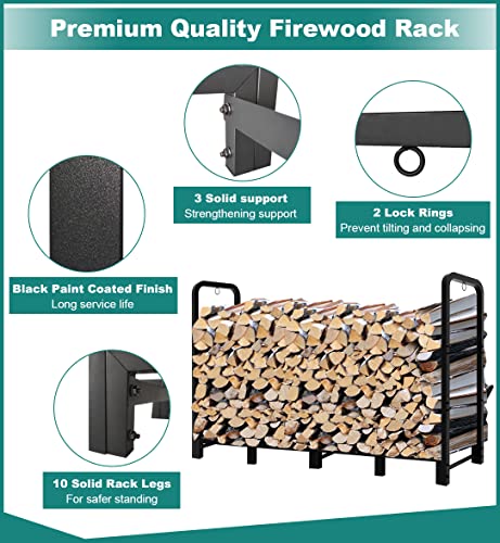 Fandature FDT-FR 8Ft Firewood Rack Adjustable Fireplace Wood Holder thumb #2