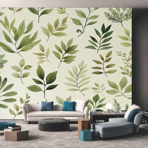 Papier Peint Vert Clair pour Salon : Papier Peint Photo Feuilles Tropicales