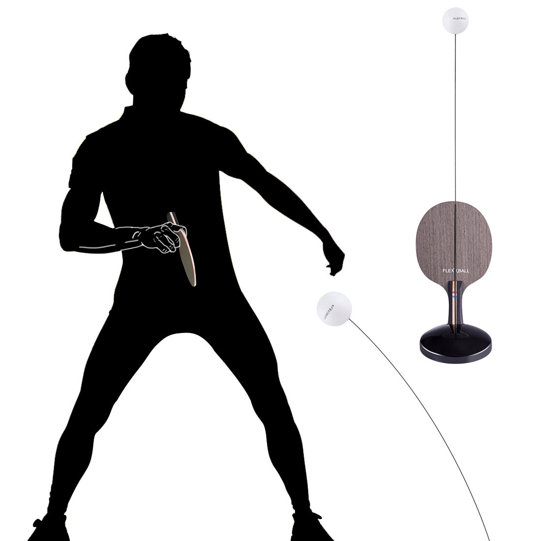 Teakpeak Table Tennis Trainer for Adults, Bounce Flexible Shaft Magic Table Tennis Training Set Rebound Ping Pong with Racket -80x14x14cm