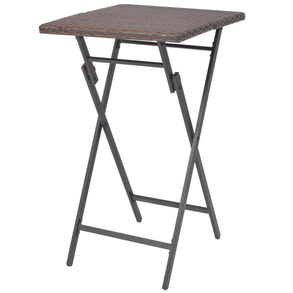 vidaXL Mesa Alta de Bar con Taburetes Jardín 3 Pzas Juego de Muebles Terraza Mesita y Sillas Altas Asienyos de Poli Ratán Sintétco Marrón Tipo Mimbre