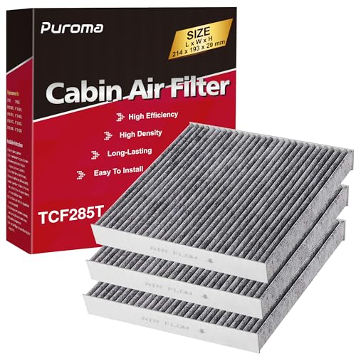 Image of Puroma Cabin Air Filter with Activated Carbon, Replacement for CP285, CF10285, Toyota Camry, RAV4, Highlander, Corolla, 4Runner, Tundra, Prius, Sienna, Lexus, Scion, Subaru, Jaguar (3 pcs)