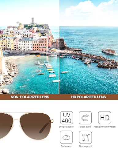 BIRCEN Polarized Aviator Sunglasses for Women : UV Protection Acetate Square Sunglass With Retro Classic Style4