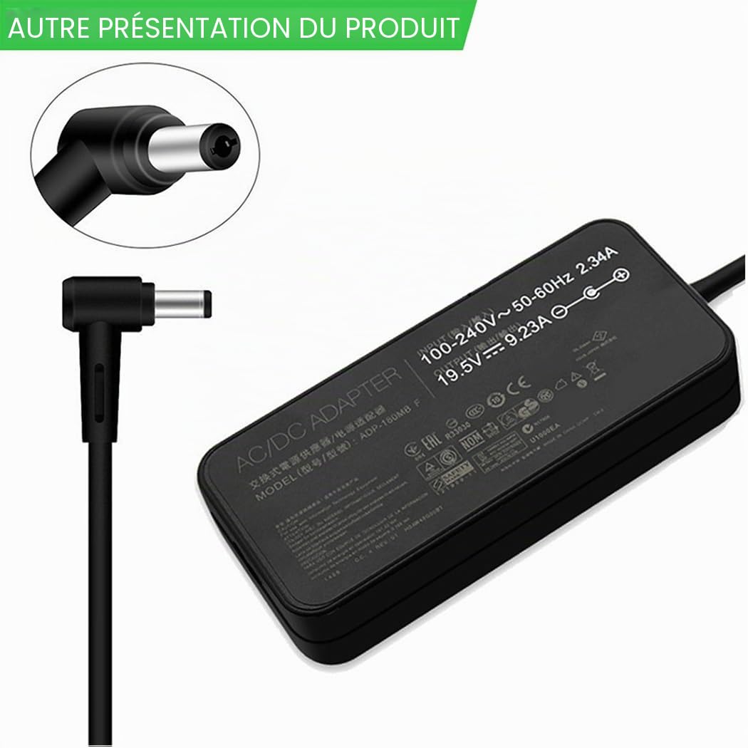 XITAIAN 19.5V 9.23A 180W ADP-180MB F ADP-180HB D FA180PM111 ADP-150VB B Chargeur Adaptateur Remplacement pour ASUS Laptops ROG G750-JS ROG G750JM (5.5x2.5mm)