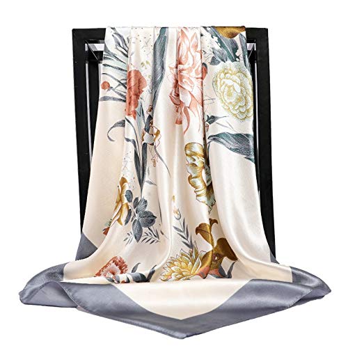 Châle Foulards en Soie Femmes Foulard Carré Dames Châle Wrap Silencieux Paréo Bandana Femme Mousseline de Soie Hijab Poncho Écharpes en Laine Écharpe Écharpe (13 90X90cm)