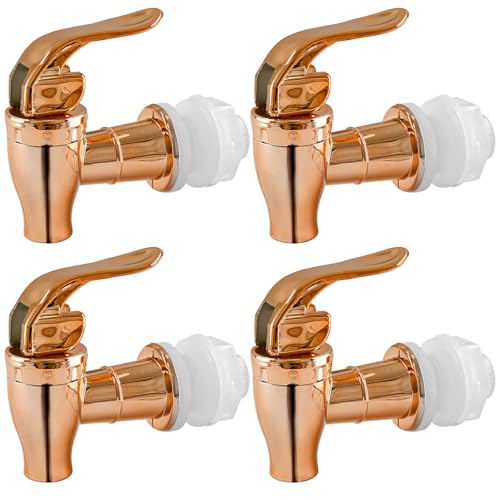 Biaungdo 4 Pcs Replacement Spigot for Beverage Dispenser, Rose Gold Push Style Beverage Dispenser Carafe Spigot Water Dispenser Replacement Spout Faucet